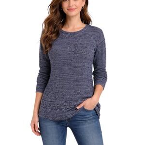 BLUENOTES Marled Knit Navy Crew Neck Sweater